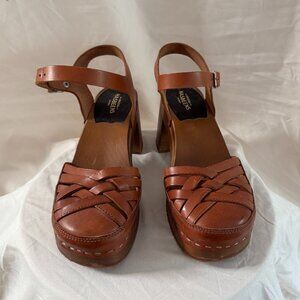 Swedish Hasbeens Heel Clog, Disco, Size 37, tan brown